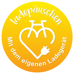 Gelbes Ladepäuschen-Logo mit weißer Schrift